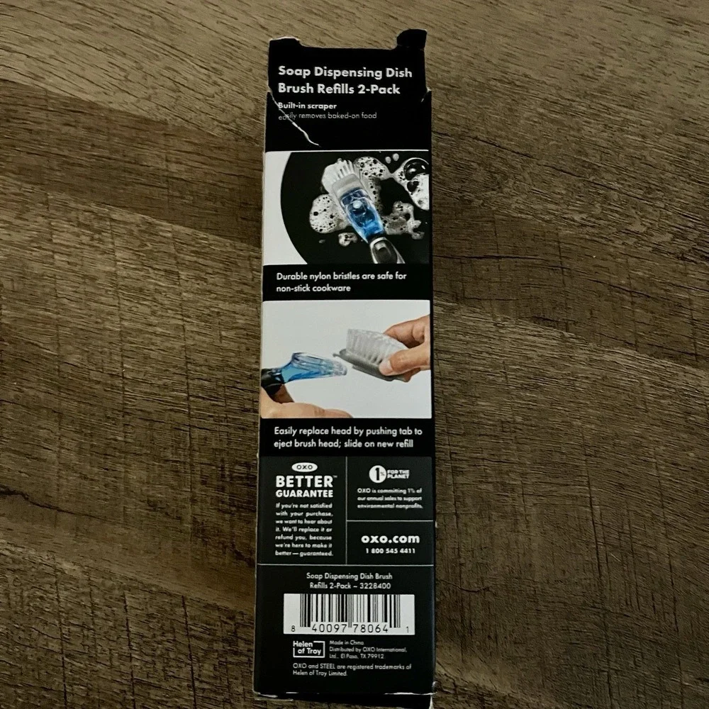 New OXO Steel Soap Dispensing Dish Brush Refills - 2 Pack‎ - Replacement Heads